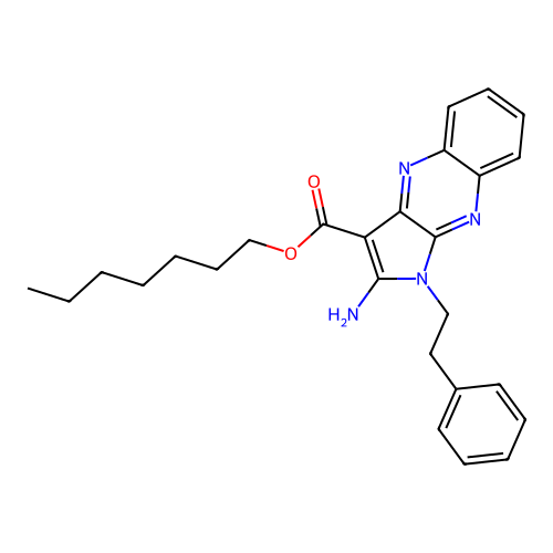 heptyl 2-amino-1-(2-phenylethyl)-1H-pyrrolo[2,3-b]quinoxaline-3-carboxylate structure