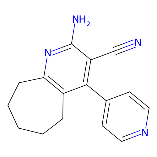 2-amino-4-pyridin-4-yl-6,7,8,9-tetrahydro-5H-cyclohepta[b]pyridine-3-carbonitrile structure