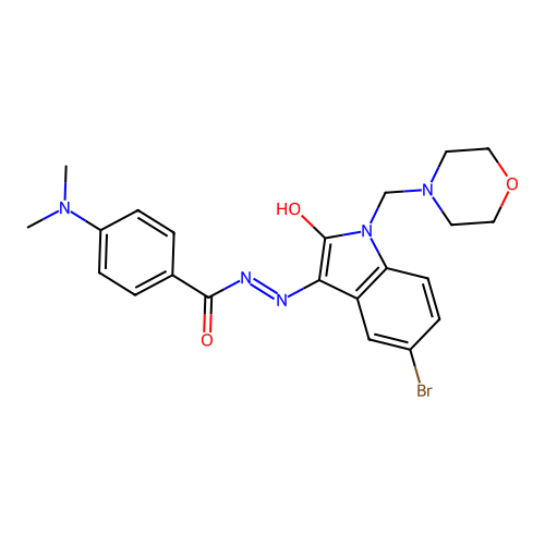 (Z)-N'-(5-bromo-1-(morpholinomethyl)-2-oxoindolin-3-ylidene)-4-(dimethylamino)benzohydrazide structure