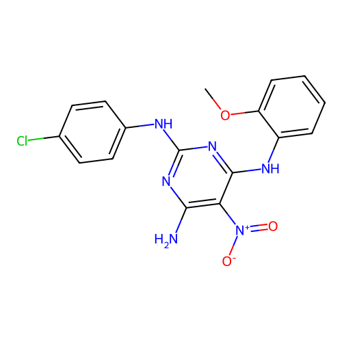 N~2~-(4-chlorophenyl)-N~4~-(2-methoxyphenyl)-5-nitropyrimidine-2,4,6-triamine structure