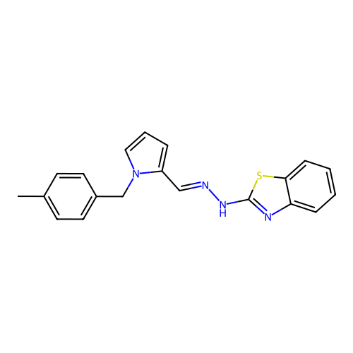 (E)-2-(2-((1-(4-methylbenzyl)-1H-pyrrol-2-yl)methylene)hydrazinyl)benzo[d]thiazole structure