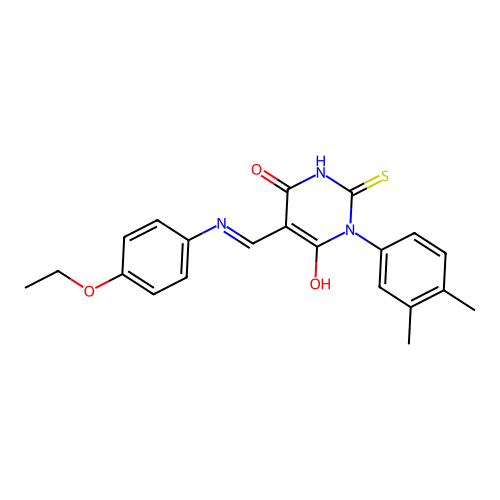 (5E)-1-(3,4-dimethylphenyl)-5-[(4-ethoxyanilino)methylidene]-2-sulfanylidene-1,3-diazinane-4,6-dione structure