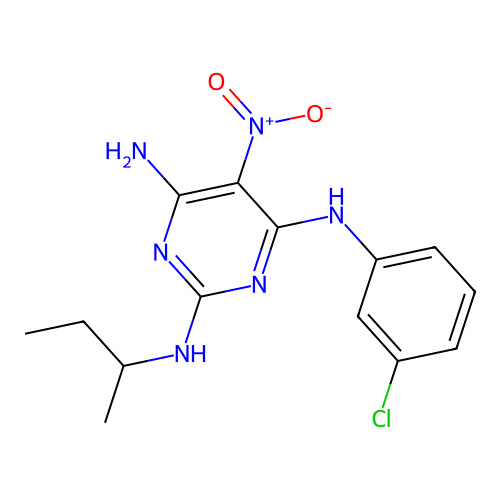 {6-Amino-2-[(methylpropyl)amino]-5-nitropyrimidin-4-yl}(3-chlorophenyl)amine structure