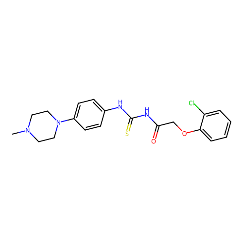 2-(2-chlorophenoxy)-N-((4-(4-methylpiperazin-1-yl)phenyl)carbamothioyl)acetamide structure