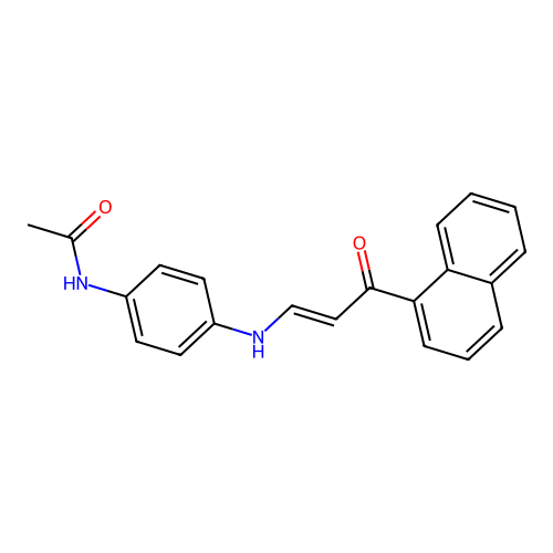 N-(4-{[(1E)-3-(naphthalen-1-yl)-3-oxoprop-1-en-1-yl]amino}phenyl)acetamide structure
