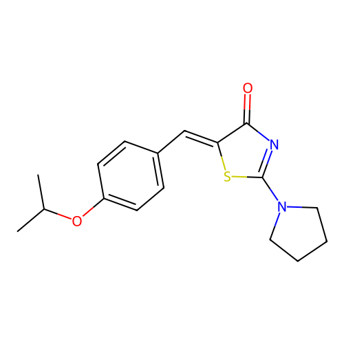 (Z)-5-(4-isopropoxybenzylidene)-2-(pyrrolidin-1-yl)thiazol-4(5H)-one structure