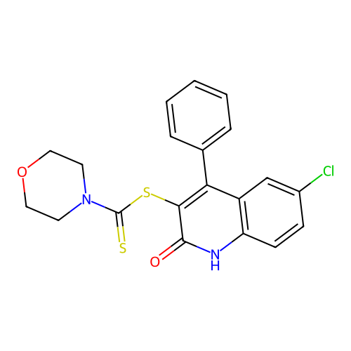 6-Chloro-2-oxo-4-phenyl-1,2-dihydroquinolin-3-yl morpholine-4-carbodithioate structure
