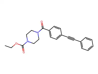 Ethyl 4-[4-(2-phenylethynyl)benzoyl]piperazine-1-carboxylate structure