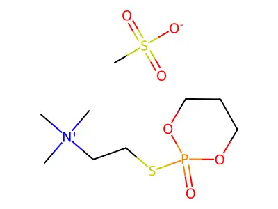 Ammonium, (2-(2-oxo-1,3,2-dioxaphosphorinan-2-ylthio)ethyl)trimethyl-, methanesulfonate structure