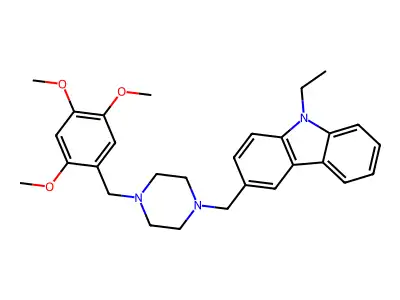 9-ethyl-3-{[4-(2,4,5-trimethoxybenzyl)piperazin-1-yl]methyl}-9H-carbazole structure