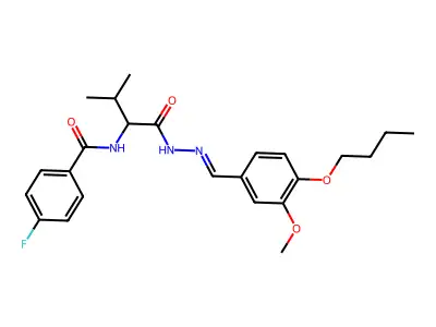 N-[1-[2-[(4-butoxy-3-methoxyphenyl)methylidene]hydrazinyl]-3-methyl-1-oxobutan-2-yl]-4-fluorobenzamide structure
