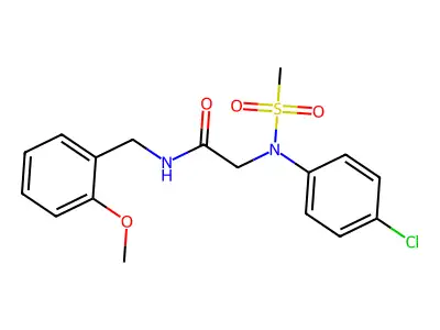 2-(4-chloro-N-methylsulfonylanilino)-N-[(2-methoxyphenyl)methyl]acetamide structure