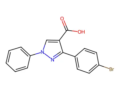 3-(4-bromophenyl)-1-phenyl-1H-pyrazole-4-carboxylic acid structure