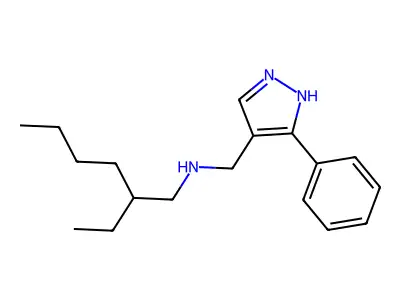 2-ethyl-N-[(5-phenyl-1H-pyrazol-4-yl)methyl]hexan-1-amine structure