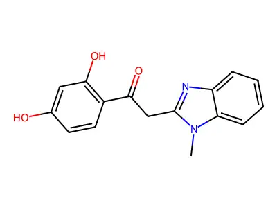1-(2,4-dihydroxyphenyl)-2-(1-methyl-1H-benzimidazol-2-yl)ethanone structure
