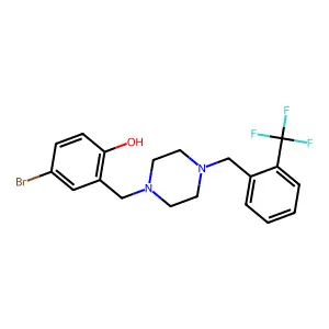 4-Bromo-2-[[4-[[2-(trifluoromethyl)phenyl]methyl]piperazin-1-yl]methyl]phenol structure