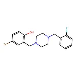 4-Bromo-2-[[4-[(2-fluorophenyl)methyl]piperazin-1-yl]methyl]phenol structure