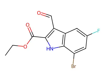 Ethyl 7-bromo-5-fluoro-3-formyl-1H-indole-2-carboxylate structure