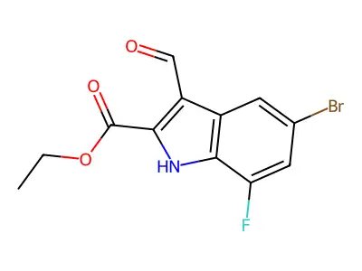 Ethyl 5-bromo-7-fluoro-3-formyl-1H-indole-2-carboxylate structure
