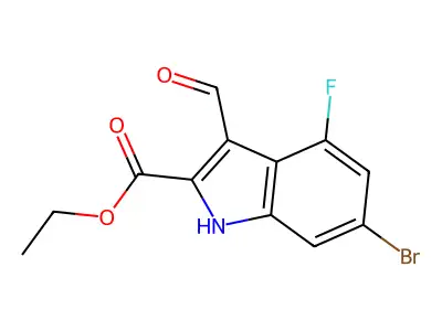 Ethyl 6-bromo-4-fluoro-3-formyl-1H-indole-2-carboxylate structure