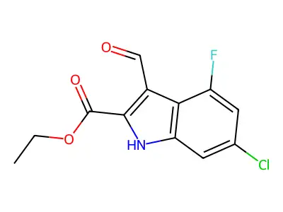 Ethyl 6-chloro-4-fluoro-3-formyl-1H-indole-2-carboxylate structure