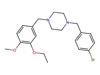 1-[(4-Bromophenyl)methyl]-4-[(3-ethoxy-4-methoxyphenyl)methyl]piperazine structure