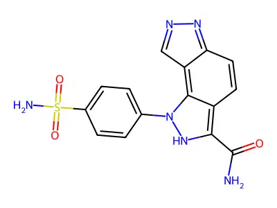 1-[4-(Aminosulfonyl)phenyl]-1,6-dihydropyrazolo[3,4-E]indazole-3-carboxamide structure