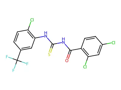 2,4-dichloro-N-[[2-chloro-5-(trifluoromethyl)phenyl]carbamothioyl]benzamide structure