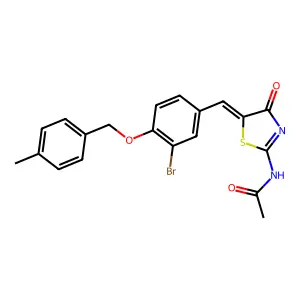 N-[(5Z)-5-[[3-bromo-4-[(4-methylphenyl)methoxy]phenyl]methylidene]-4-oxo-1,3-thiazol-2-yl]acetamide structure