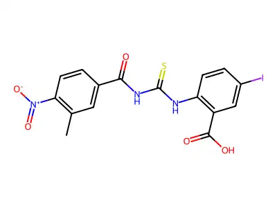 5-Iodo-2-[(3-methyl-4-nitrobenzoyl)carbamothioylamino]benzoic acid structure