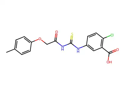 2-Chloro-5-[[2-(4-methylphenoxy)acetyl]carbamothioylamino]benzoic acid structure