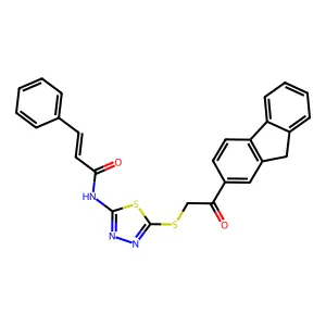 (2E)-N-(5-{[2-(9H-fluoren-2-yl)-2-oxoethyl]sulfanyl}-1,3,4-thiadiazol-2-yl)-3-phenylprop-2-enamide structure