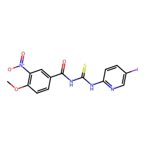 N-[(5-iodopyridin-2-yl)carbamothioyl]-4-methoxy-3-nitrobenzamide structure