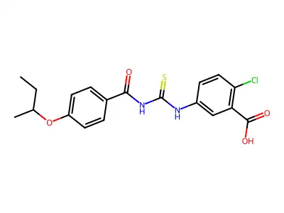 2-Chloro-5-[[[[4-(1-methylpropoxy)benzoyl]amino]thioxomethyl]amino]-benzoic acid structure