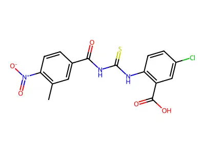 5-Chloro-2-[(3-methyl-4-nitrobenzoyl)carbamothioylamino]benzoic acid structure