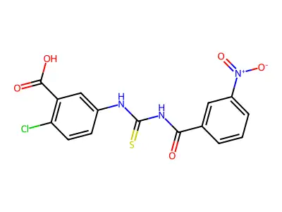 2-Chloro-5-[(3-nitrobenzoyl)carbamothioylamino]benzoic acid structure