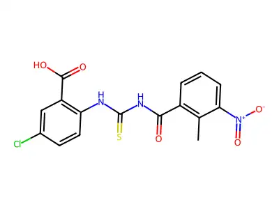 5-Chloro-2-[(2-methyl-3-nitrobenzoyl)carbamothioylamino]benzoic acid structure