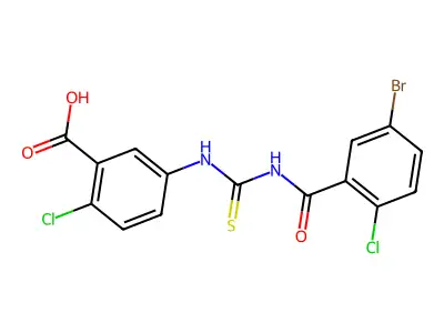 5-[(5-Bromo-2-chlorobenzoyl)carbamothioylamino]-2-chlorobenzoic acid structure