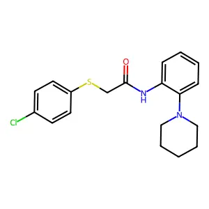 2-(4-chlorophenyl)sulfanyl-N-(2-piperidin-1-ylphenyl)acetamide structure