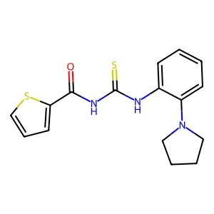 N-[[2-(1-pyrrolidinyl)anilino]-sulfanylidenemethyl]-2-thiophenecarboxamide structure