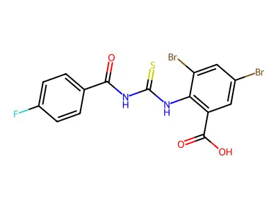 3,5-Dibromo-2-[(4-fluorobenzoyl)carbamothioylamino]benzoic acid structure