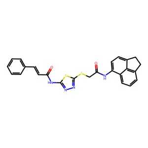 (2E)-N-(5-{[2-(1,2-dihydroacenaphthylen-5-ylamino)-2-oxoethyl]sulfanyl}-1,3,4-thiadiazol-2-yl)-3-phenylprop-2-enamide structure