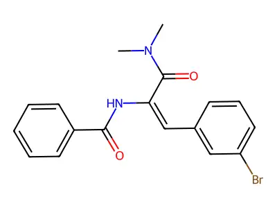 N-[(E)-1-(3-bromophenyl)-3-(dimethylamino)-3-oxoprop-1-en-2-yl]benzamide structure