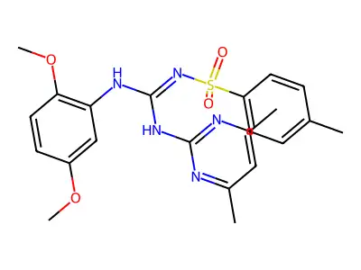 1-(2,5-dimethoxyphenyl)-3-(4,6-dimethylpyrimidin-2-yl)-2-(4-methylphenyl)sulfonylguanidine structure
