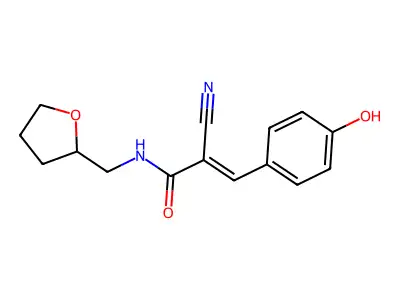 2-Cyano-3-(4-hydroxyphenyl)-N-(tetrahydro-2-furanylmethyl)acrylamide structure