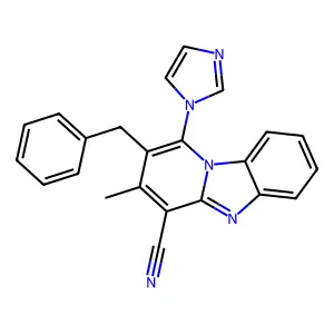 2-Benzyl-1-imidazol-1-yl-3-methylpyrido[1,2-a]benzimidazole-4-carbonitrile structure