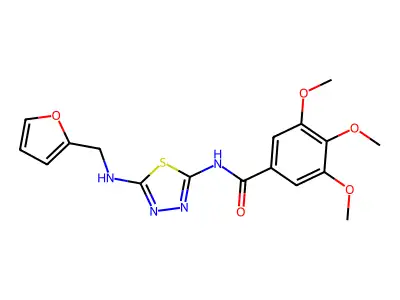 N-[5-(2-furylmethylamino)-1,3,4-thiadiazol-2-yl]-3,4,5-trimethoxy-benzamide structure
