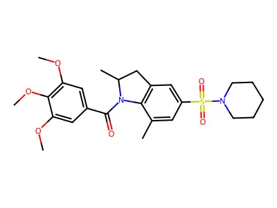 [2,7-Dimethyl-5-(piperidine-1-sulfonyl)-2,3-dihydro-1H-indol-1-yl](3,4,5-trimethoxyphenyl)methanone structure