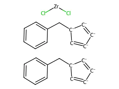 (Dichloro)bis(eta(sup5)-benzylcyclopentadienyl)zirconium structure