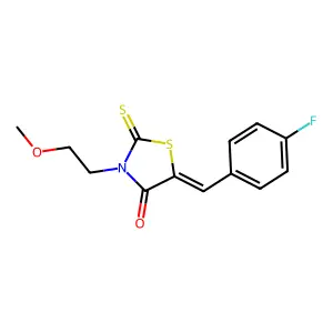 (5Z)-5-(4-fluorobenzylidene)-3-(2-methoxyethyl)-2-thioxo-1,3-thiazolidin-4-one structure